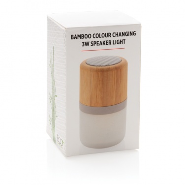Logo trade liikelahja kuva: Bamboo 3W kaiutin väriä vaihtavalla valolla