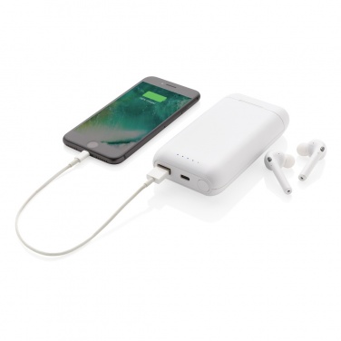 Logo trade mainoslahja kuva: Liberty TWS nappikuulokkeet 5.000 mAh varavirtalähteellä