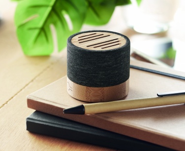 Logo trade mainoslahja ja liikelahja tuotekuva: Bambu RPET langaton kaiutin