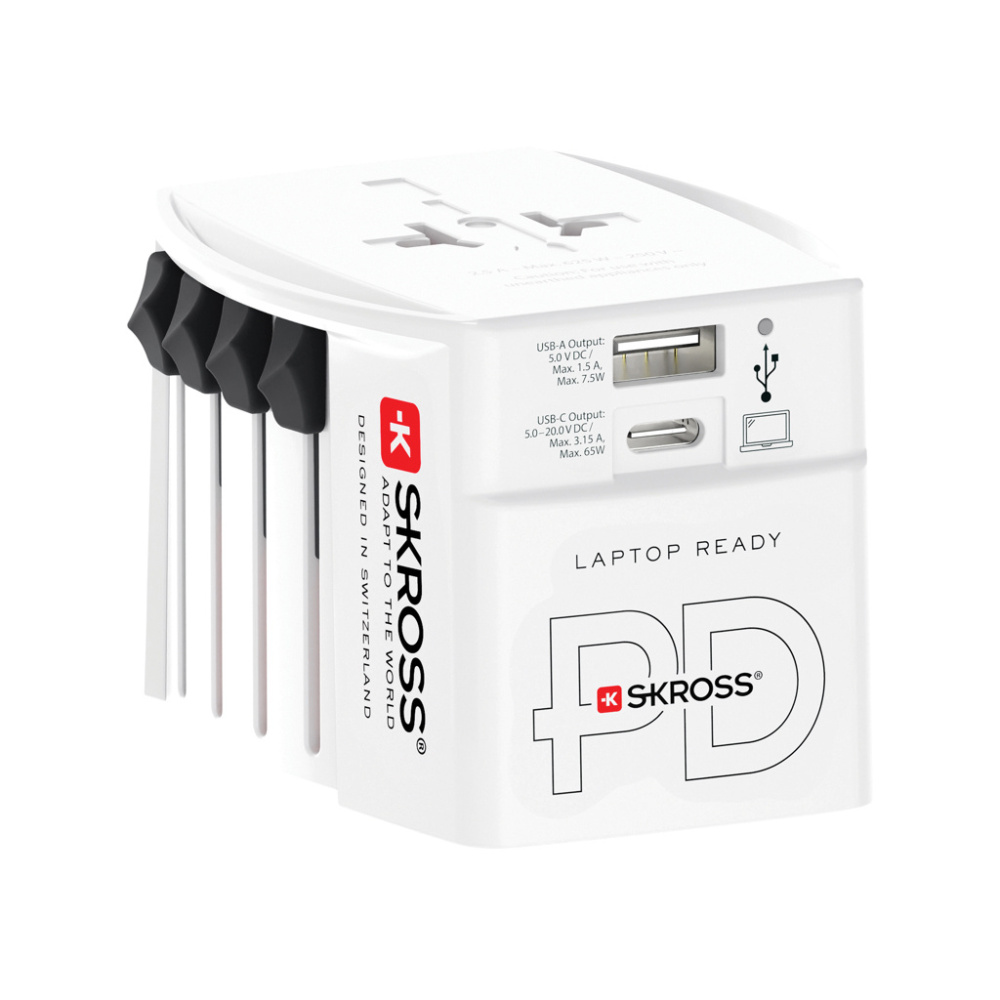 Logo trade liikelahja kuva: SKROSS World Travel adapteri MUV 65W PD USB C -kaapelilla