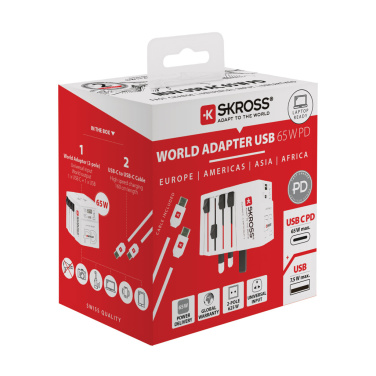 Logotrade liikelahjat mainoslahjat tuotekuva: SKROSS World Travel adapteri MUV 65W PD USB C -kaapelilla