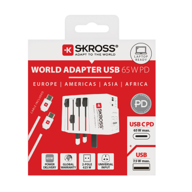 Logo trade mainostuote kuva: SKROSS World Travel adapteri MUV 65W PD USB C -kaapelilla