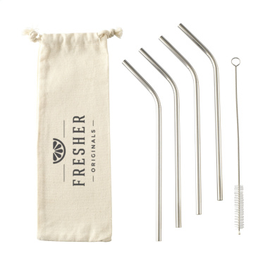 Logo trade mainoslahja kuva: ECO RVS 4 kpl ECO Straw Set ruostumattomasta teräksestä valmistetut pillit