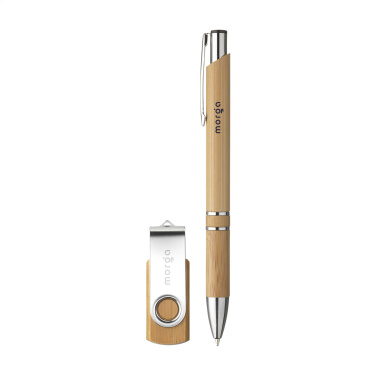 Logotrade mainoslahjat ja liikelahjat tuotekuva: Bamboo Connect -lahjasetti 8 Gt