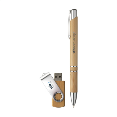 Logotrade mainoslahjat ja liikelahjat tuotekuva: Bamboo Connect -lahjasetti 8 Gt