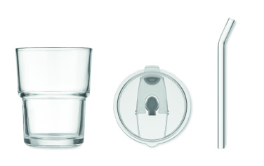 Logotrade liikelahja tuotekuva: Lasipullo pillillä 400ml