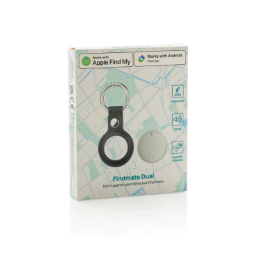 Logo trade mainoslahja ja liikelahja tuotekuva: Findmate Dual RCS -esinepaikannin, kierrätysmuovia, IPX5