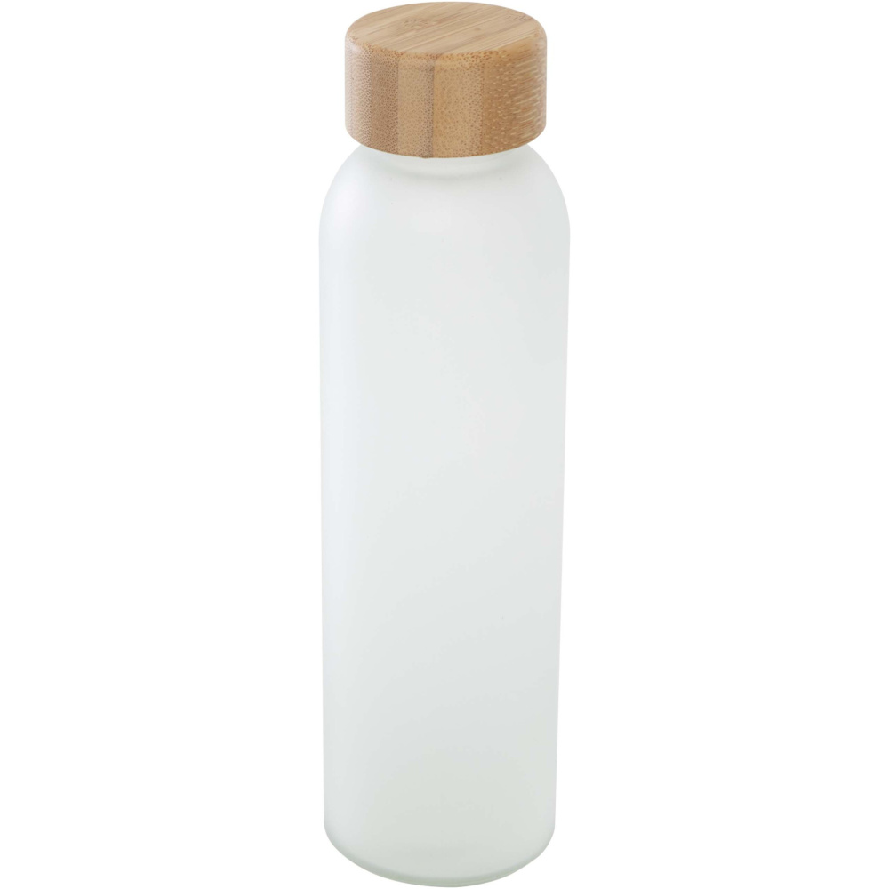 Logotrade reklaminės dovanos nuotrauka: Lume 500 ml matinio natrio kalkinio stiklo butelis su bambukiniu dangteliu