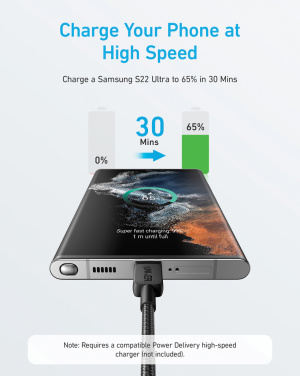 Logotrade dovana nuotrauka: „Anker“ USB-C–USB-C laidas, 1,8 metro, 60 W
