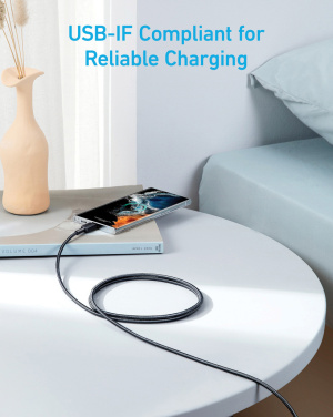 Logotrade reklaminiai produktai nuotrauka: „Anker“ USB-C–USB-C laidas, 1,8 metro, 60 W