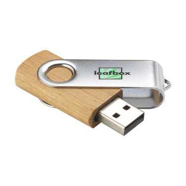Logotrade korporatīvās dāvanas foto: USB Twist Bamboo no noliktavā 32 GB