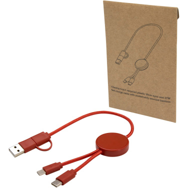 Logotrade dāvanas foto: Citala 5-in-1 pārstrādāta plastmasas 30 cm datu sinhronizācija un 27W ātrās uzlādes kabelis