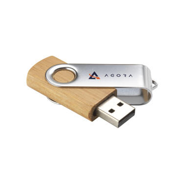 Логотрейд бизнес-подарки картинка: USB Twist Bamboo 8 ГБ