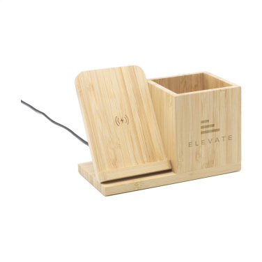Лого трейд бизнес-подарки фото: Зарядное устройство/держатель для ручки Bamboo Boss 15 Вт
