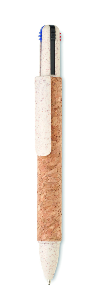 Логотрейд pекламные продукты картинка: Cork 4-colour ink ball pen