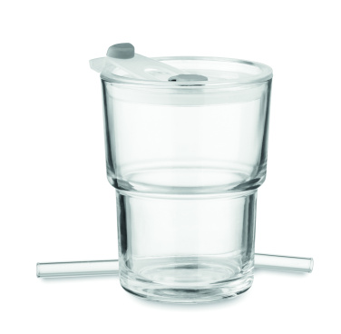 Лого трейд бизнес-подарки фото: Glass tumbler with straw 400ml