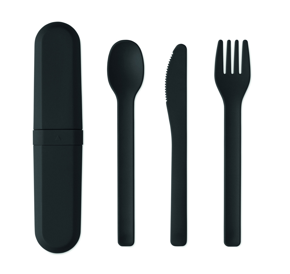 Лого трейд pекламные подарки фото: Cutlery set and case in PLA