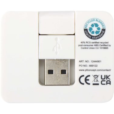 Логотрейд pекламные продукты картинка: Gaia 4-портовый USB-концентратор с выходом USB-A и Type-C и двойным входом — изготовлен из переработанного пластика