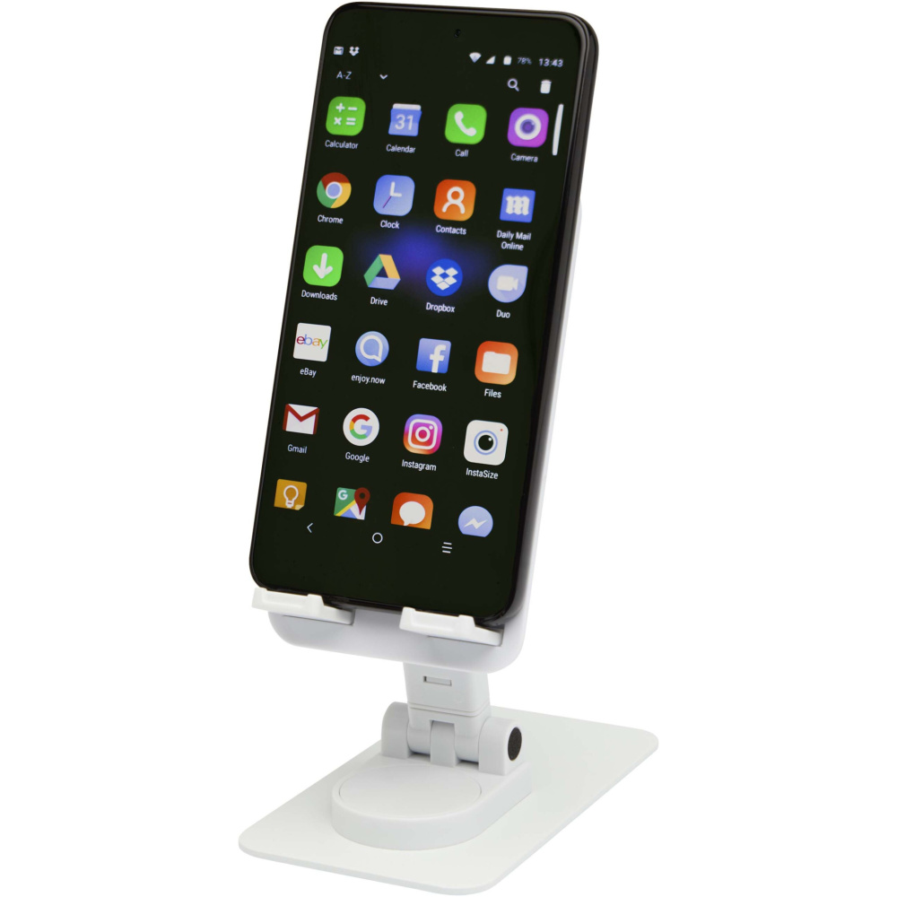 Лого трейд pекламные продукты фото: Складной держатель Alhena для телефона из переработанного пластика с металлической настольной подставкой