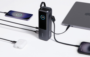 Лого трейд бизнес-подарки фото: Anker Power Bank 25.000 мАч 165 Вт, встроенный выдвижной кабель