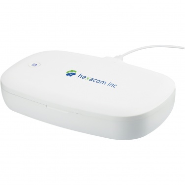 Logotrade reklamprodukter bild: Capsule UV-desinfektionsmedel för smarttelefon med 5 W trådlös laddningsplatta