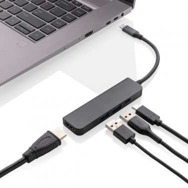 Logotrade profilprodukter bild: Terra hub med HDMI input i RCS återvunnen aluminium