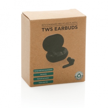 Logotrade profilprodukter bild: TWS öronsnäckor i återvunnen plast, RCS standard