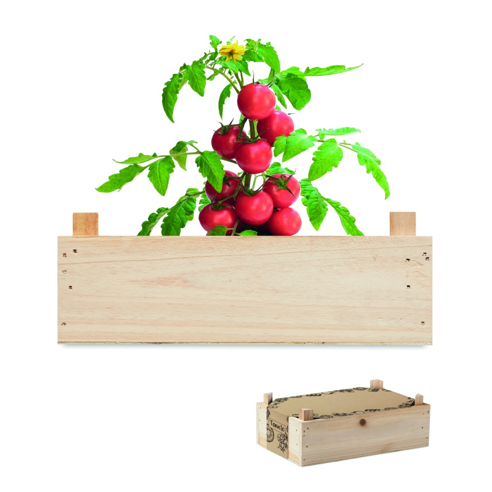 Logotrade reklamprodukter bild: Tomatkit i trälåda