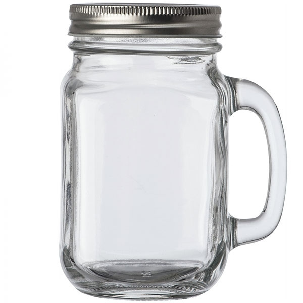 Logotrade presentreklam bild: Dricksglas med handtag och lock TREVISO 450 ml
