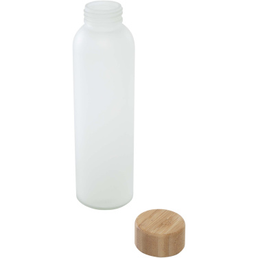 Logotrade kampanjprodukter bild: Lume 500 ml matt glasflaska av silikatglas med bambulock