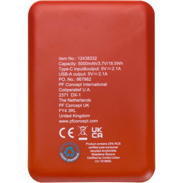 Logotrade profilprodukter bild: Asama 5 000 mAh Type C-powerbank i återvunnen plast