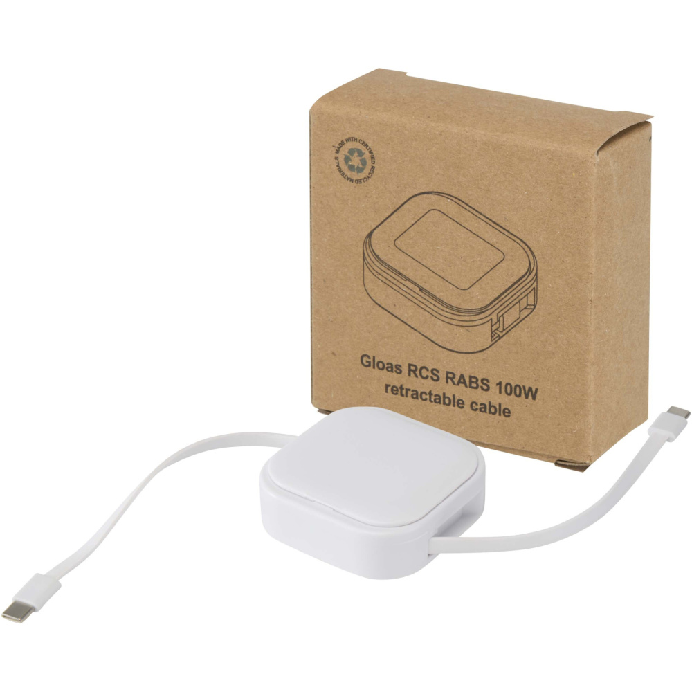 Logotrade kampanjprodukter bild: Gloas 5-i-1 utdragbar datasynkroniseringskabel och 100 W snabbladdningskabel av återvunnet material med verktygssats för smartphone