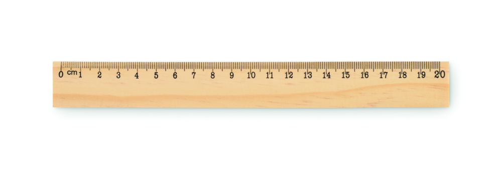 Logotrade reklamprodukter bild: Trälinjal 20 cm