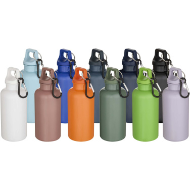 Logotrade reklamprodukter bild: Oregon 400 ml vattenflaska av RCS-certifierad återvunnen plast med karbinhake